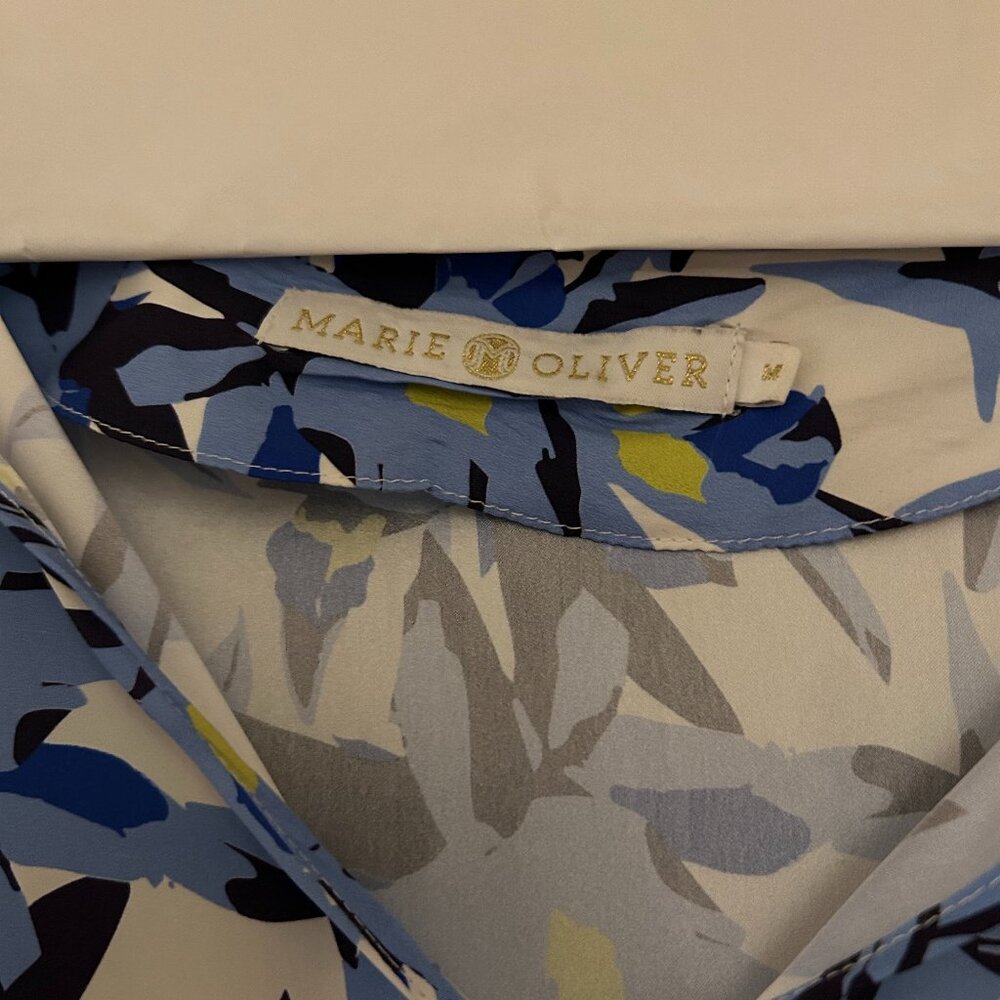 Marie Oliver Blouse, Size M, Blue and White